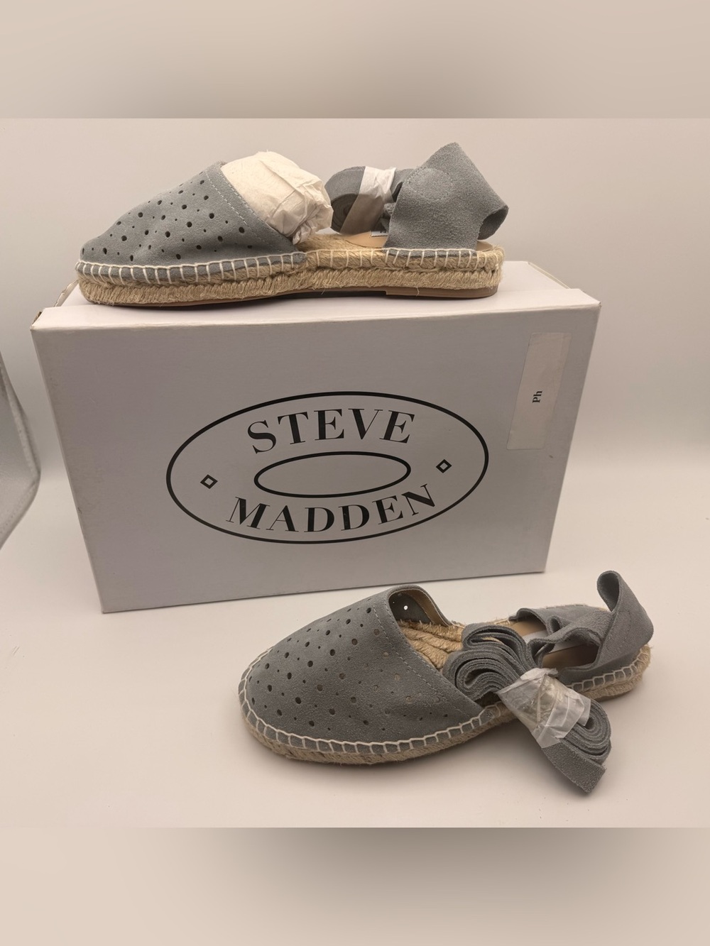 Steve Madden Gray Suede Lace-Up Espadrille Flats Women’s Size 6.5 NIB